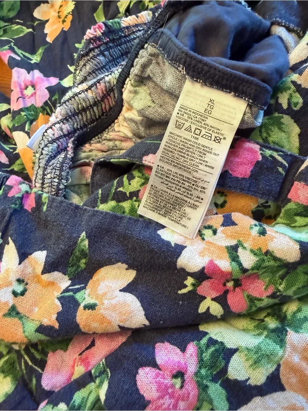 Old Navy Navy Floral Jumpsuit with Pockets